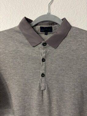 Lanvin Men’s Light Grey Polo with Dark Grey Double Collar